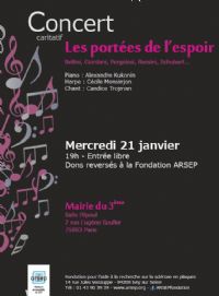 Les portées de l'espoir - un concert classique en soutien à la recherche sur la sclérose en plaques. Le mercredi 21 janvier 2015 à Paris03. Paris.  19H00